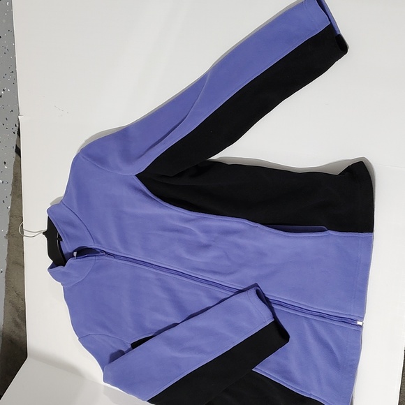New Denim & Co. Purple and Black Fleece Jacket sz Large - Picture 3 of 6